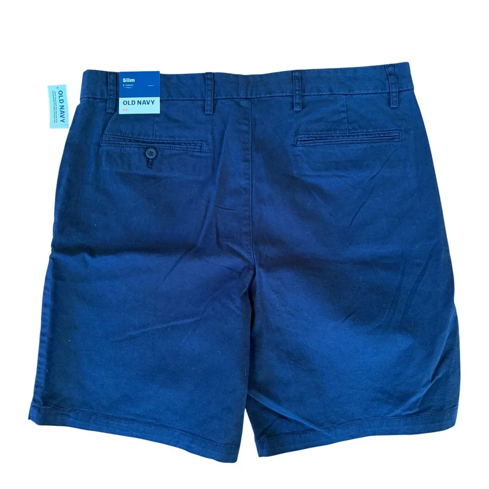 NEW Old Navy‎ Men's Slim Chino Shorts Navy Blue Size 36 8